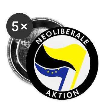 Neoliberale Aktion - Buttons groß 56 mm (5er Pack) - Weiß - Vorne
