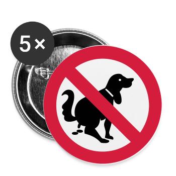 NO Dog Poop Sign - Buttons large 2.2''/56 mm (5-pack) - white - Front