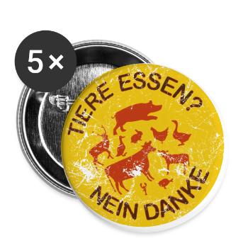 Tiere Essen? Nein Danke. - Buttons groß 56 mm (5er Pack) - Weiß - Vorne