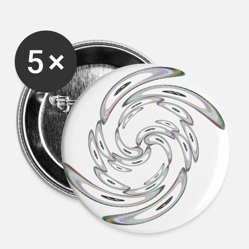 Neon domed rings twisted - Buttons large 2.2''/56 mm (5-pack) - white