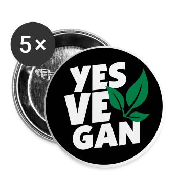 Yes Vegan / Yes ve gan (3c) - Lot de 5 grands badges (56 mm) - blanc - Devant
