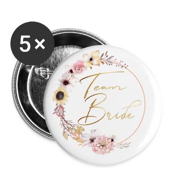 peachy_wreath_team_bride - Buttons groß 56 mm (5er Pack) - Weiß - Vorne