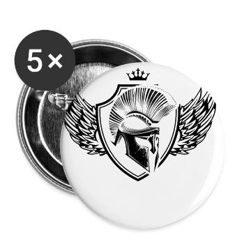 Armoiries du casque spartiate - Lot de 5 grands badges (56 mm) - blanc - Devant