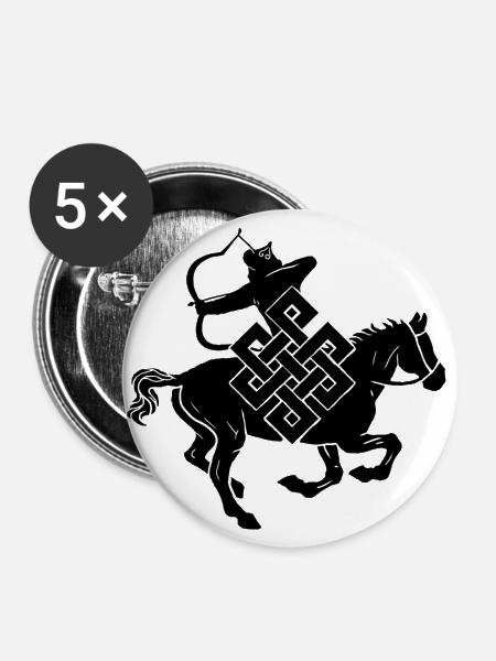 Mongolischer berittener Bogenschütze - Buttons groß 56 mm (5er Pack) - Weiß