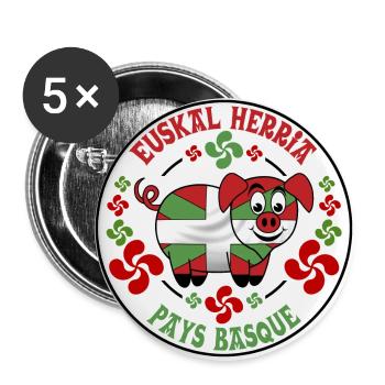 Cochon jambon Bayonne - Lot de 5 grands badges (56 mm) - blanc - Devant