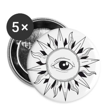 Yeux au centre d'un soleil - Lot de 5 grands badges (56 mm) - blanc - Devant