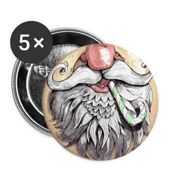 Weihnachten / Christmas - Buttons groß 56 mm (5er Pack) - Weiß - Vorne