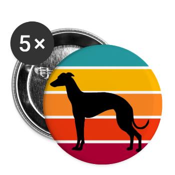 Greyhound rétro de coucher du soleil - Lot de 5 grands badges (56 mm) - blanc - Devant