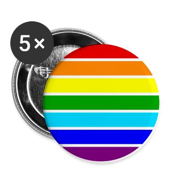 arc-en-ciel cercle lignes amour couleurs arc-en-ciel - Lot de 5 grands badges (56 mm) - blanc - Devant