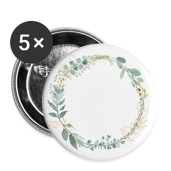 Modern Kranz personalisierbar - Buttons groß 56 mm (5er Pack) - Weiß - Vorne