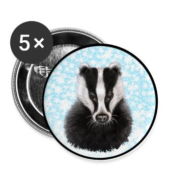 Badger/Badger in the snow - Buttons large 2.2''/56 mm (5-pack) - white - Front