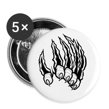 Tigerkrallen - schwarz-weiß - Buttons groß 56 mm (5er Pack) - Weiß - Vorne