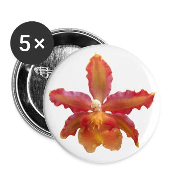 Orchidee Blüte, Orchideenranke, Orchideen Blume - Buttons groß 56 mm (5er Pack) - Weiß - Vorne