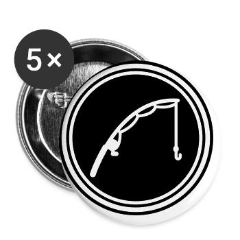 Icône de pêche à la canne à pêche - Lot de 5 grands badges (56 mm) - blanc - Devant
