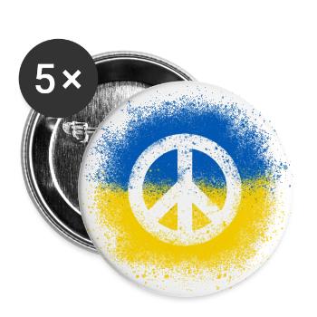 Peace for Ukraine - Buttons large 2.2''/56 mm (5-pack) - white - Front