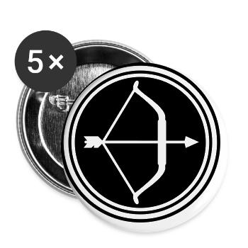 Arc et flèche - Lot de 5 grands badges (56 mm) - blanc - Devant