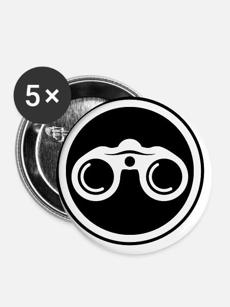 Fernglas Symbol - Buttons groß 56 mm (5er Pack) - Weiß