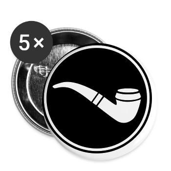 Smoking a pipe - Buttons large 2.2''/56 mm (5-pack) - white - Front