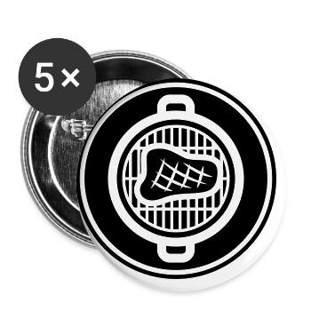 Steak Fleisch - Buttons groß 56 mm (5er Pack) - Weiß - Vorne