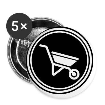 Schubkarre Symbol - Buttons groß 56 mm (5er Pack) - Weiß - Vorne