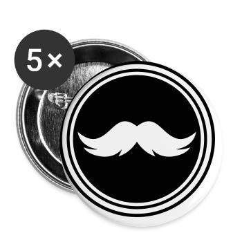 Symbole de moustache - Lot de 5 grands badges (56 mm) - blanc - Devant