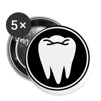 Zahn icon symbol - Buttons groß 56 mm (5er Pack) - Weiß - Vorne