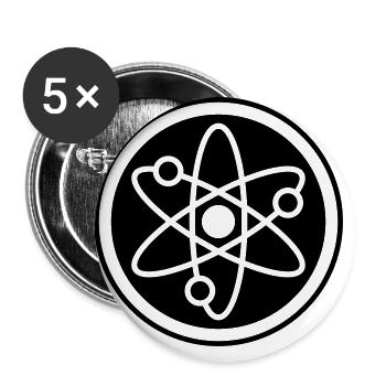 Atom Symbol - Buttons groß 56 mm (5er Pack) - Weiß - Vorne