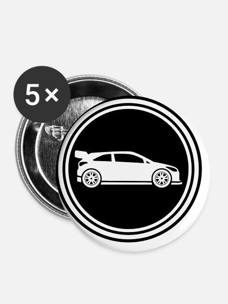 Auto Rennfahrer - Buttons groß 56 mm (5er Pack) - Weiß