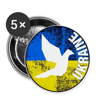Free Ukraine Taube Rundes Logo - Buttons groß 56 mm (5er Pack) - Weiß - Vorne