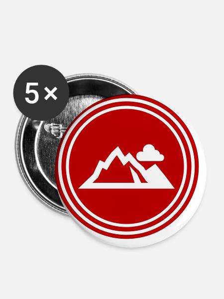 Berge Mountains Silhouette - Buttons groß 56 mm (5er Pack) - Weiß