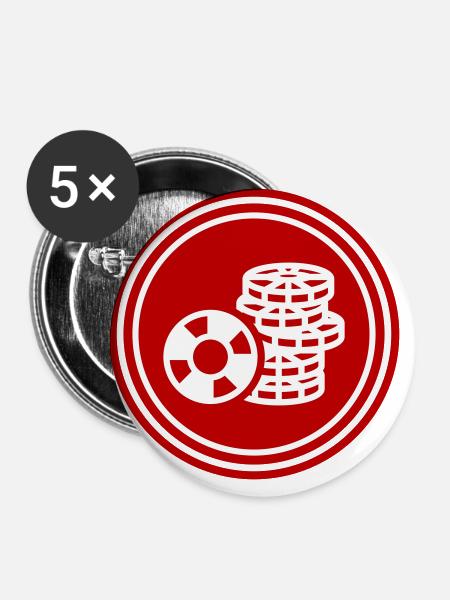 Poker Chip Icon - Buttons groß 56 mm (5er Pack) - Weiß