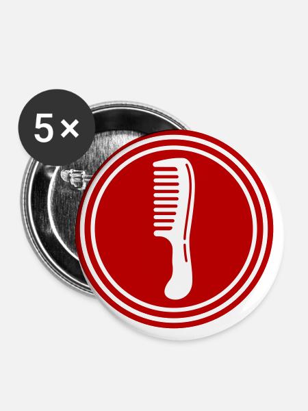 Kamm Friseur icon - Buttons groß 56 mm (5er Pack) - Weiß