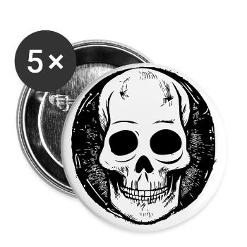 Skull Design Artwork - Buttons large 2.2''/56 mm (5-pack) - white - Front