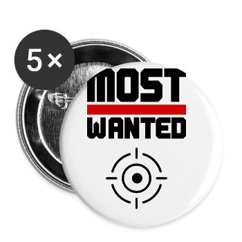 Most Wanted - Buttons large 2.2''/56 mm (5-pack) - white - Front