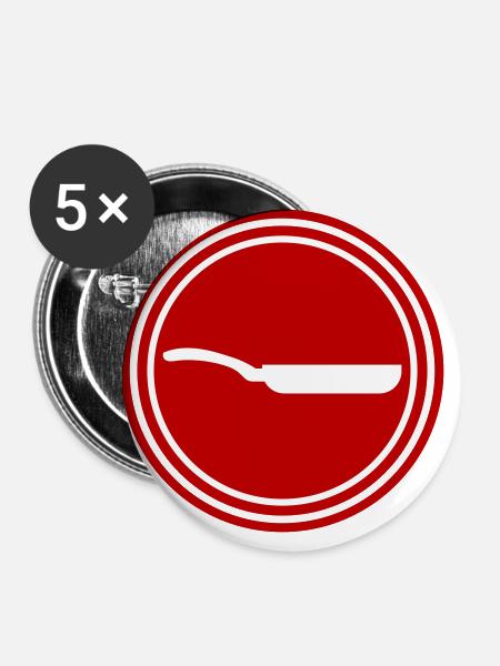 Pfanne Icon - Buttons groß 56 mm (5er Pack) - Weiß