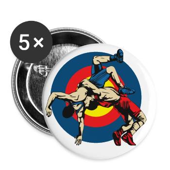 Wrestling Wrestling Martial Arts Weight Training Sports Gift - Buttons large 2.2''/56 mm (5-pack) - white - Front