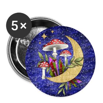 Champignons au clair de lune - Format F - Lot de 5 grands badges (56 mm) - blanc - Devant