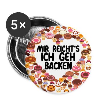 Mir reichts ich geh Backen Bäcker Bäckerin Kuchen - Buttons groß 56 mm (5er Pack) - Weiß - Vorne