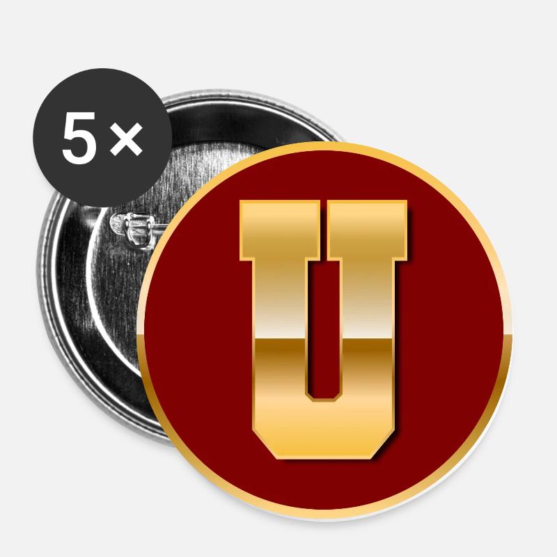 Letter U - Buttons large 2.2''/56 mm (5-pack) - white