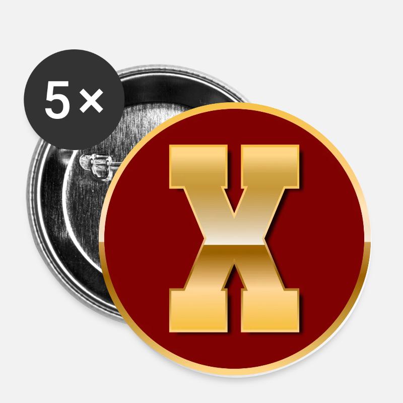Letter X - Buttons large 2.2''/56 mm (5-pack) - white