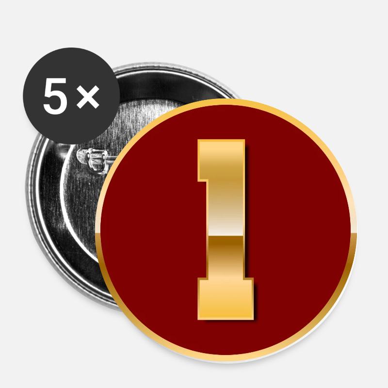 Gold number 1 - Buttons large 2.2''/56 mm (5-pack) - white