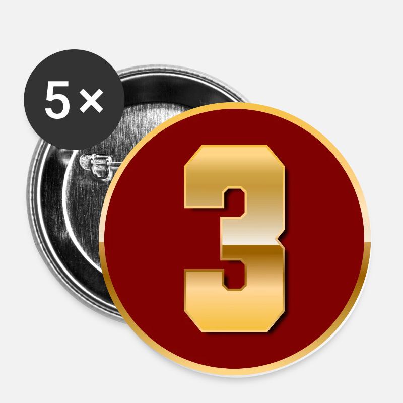 Gold number 3 - Buttons large 2.2''/56 mm (5-pack) - white