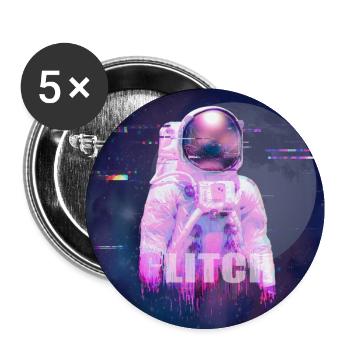 Vaporwave Glitch Moon Astronaut - Buttons large 2.2''/56 mm (5-pack) - white - Front