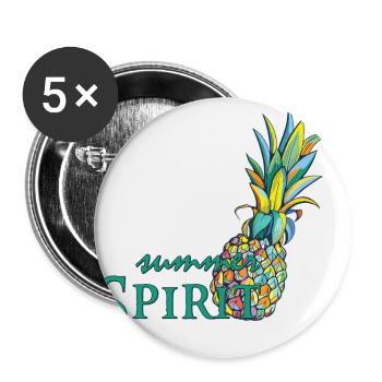 Pineapple Summer Spirit Summer Time - Buttons large 2.2''/56 mm (5-pack) - white - Front