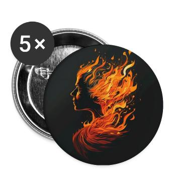 Fille en feu - Lot de 5 grands badges (56 mm) - blanc - Devant