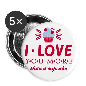 14 February Valentine's Day Soulmate Cupcake - Buttons large 2.2''/56 mm (5-pack) - white - Front