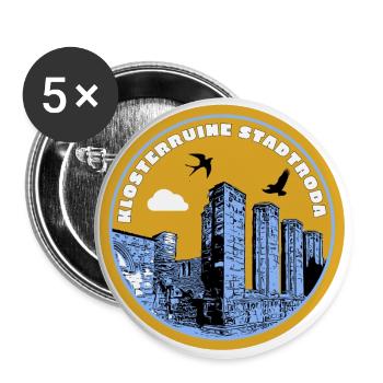Ostthüringen Merch - Klosterruine Stadtroda - Buttons groß 56 mm (5er Pack) - Weiß - Vorne