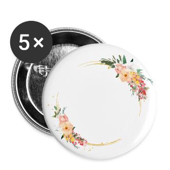 Flowers Circle Spring customizable - Buttons large 2.2''/56 mm (5-pack) - white - Front