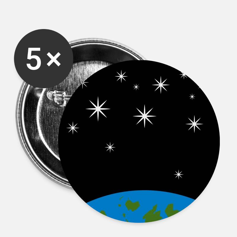 Erde und Sterne - Buttons groß 56 mm (5er Pack) - Weiß