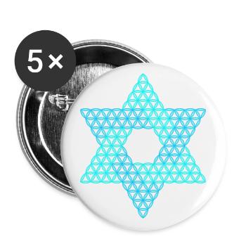 Sacred Star - Star of Life 04/3D/Blue - Buttons large 2.2''/56 mm (5-pack) - white - Front